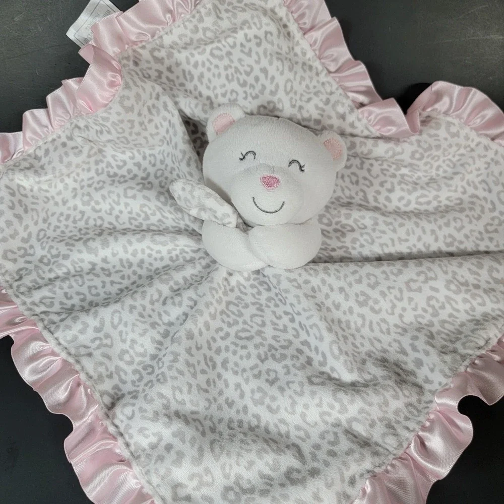 Carter's Teddy Bear Lovey Blanket Cheetah Leopard Print Baby Girl Pink White